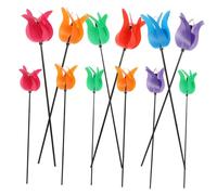 iplusmile 12pièces Moulins à Vent Tulipes Décoratifs Colorés pour Jardin Et Pelouse Ornements pour Fêtes Et Décoration Intérieure Pique Jardin Facile à Installer Design Attrayant Adapté Garç