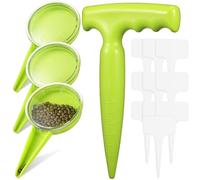 iplusmile 14 pièces Semoir Manuel Réglable avec Plantoir et Étiquettes pour Jardinage Distributeur de Graines Précis pour Semis et Bulbes Outil Portable Plastique