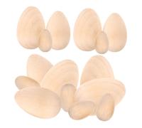 iplusmile 15 pièces Œufs Bois Naturel pour Décoration de Pâques et Artisanat Oeufs à Peindre et Remplir Simulacre Dœufs Bois Lisse pour DIY et