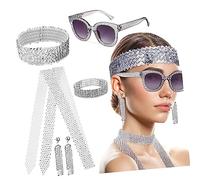 iplusmile 1Ensemble Accessoires Disco pour Femmes de Bandeaux Boucles Oreilles et Bracelet pour Fête à Thème pour Enterrement de Vie de Jeune Fille et