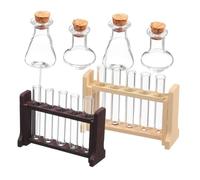 iplusmile 2 Ensembles Miniature Test Tube Set for Doll House with Wood and Glass Delicate Craftsmanship Smooth Surface Realistic Miniature Accessories for Home Decor and Landscaping Scenes