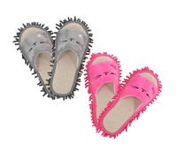 iplusmile 2 paires Lot Pantoufles de Nettoyage pour Sol Chaussons Mops Amovibles et Réutilisables Moyenne Confort pour Usage Domestique Nettoyage sans Effort pour Sols Carrelage et Vinyle