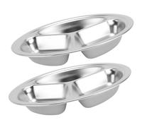 iplusmile 2 pièces Assiette Compartiments Acier Inoxydable Plateau Repas Rectangulaire Profond Plateau Service Inox pour Adultes Cantine Camping École