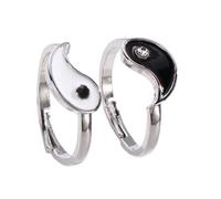 iplusmile 2 pièces Bague Ajustable Tai Chi Bagua Ouverte pour Couple Anneau Vintage Unisexe Réglable pour Femme et Homme Cadeau Symbole Amour et Connexion