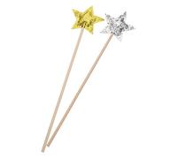 iplusmile 2 pièces Baguette Étoile Baguette Fée Argentée Dorée pour Anniversaire Fête et Spectacles Accessoire Créatif pour Garçon Fille