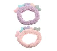 iplusmile 2 pièces Bandeau Cheveux Femme Élastique avec Petits Cœurs Bandeau Doux et Respirant pour Beauté et Soins Visage Accessoire Coiffure Confortable et Ajustable Lot de Pastel