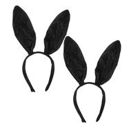 iplusmile 2 pièces Bandeau Oreilles de Lapin Noir Satiné pour Femmes Accessoire Cosplay Léger et Créatif pour Fête Carnaval et Pâques Lot