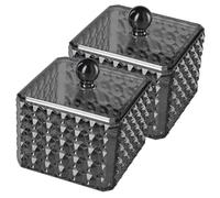 iplusmile 2 pièces Boîte de Rangement Cosmétiques Acrylique avec Couvercle Organiseur Transparent pour Cotons Cotons-tiges et Éponges Lot de Résistant et Pratique pour Salle de Bain et