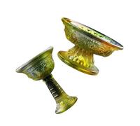 iplusmile 2 pièces Bol Verre Multi-usages Bol Bouddhiste Délicat à Pied pour Décoration et Culte Résistant à Usure Adapté Maison et Temple