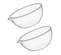 iplusmile 2 pièces Bol Verre Transparent avec Bec Verseur Mini pour Salade Dessert Stockage Alimentaire Résistant Au Micro-ondes Usage Familial et Professionnel