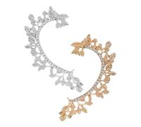 iplusmile 2 pièces Boucles Oreilles Clip Femme Créatives Forme de Élégantes et Simples Boucle Oreille Clip Confortable et Unique pour Femmes et Filles Or et Blanc