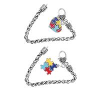 iplusmile 2 pièces Bracelet Puzzle Sensibilisation Autisme Gourmette Fine et Légère Cadeau Significatif pour Garçon Fille et Adultes Autistes