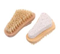 iplusmile 2 Pièces Brosse en Bois de Pied Pierre et Poils de Sanglier, Brosse Multifonctionnelle Portable Soin des Pieds Callosités