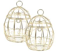 iplusmile 2 Pièces Cage à Oiseaux Décorative Dorée à Suspendre, Panier | Maille Métallique Creuse, Bordures en Fer Poli, Anneau Suspendre, Usage Jardin et Cour Extérieure