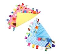 iplusmile 2 pièces Couverture de Sécurité Garçon Fille avec Étiquettes Colorées Couverture Apaisante Douce et Résistante Morsure pour Stimule Développement Moteur Fin