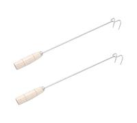 iplusmile 2 Pièces Crochets à Viande Acier Inoxydable Longs Ustensiles de Rôtissage Antidérapants pour Barbecue Cuisine pour Fumer Sécher Viandes