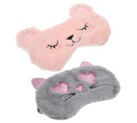 iplusmile 2 pièces de Sommeil Peluche Cache Yeux Doux et Couvre Yeux pour Sommeil Apaisant Heart Cat