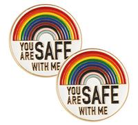 iplusmile 2 pièces Épingle à Broche You Are Safe With Me de Épingles Émail Arc Ciel Décoration de Vêtements et Badges Créatifs Fierté Lgbt