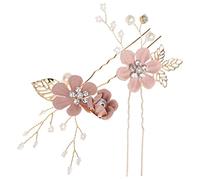 iplusmile 2 Pièces Épingles à Cheveux Fleuries Accessoires de Mariage Délicats pour Mariée de Rose pour Look Élégant Lors de Jour
