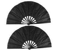 iplusmile 2 Pièces Éventail De Poche Tai Chi Ventilateurs Pliants Décoratifs Festivaliers Fan Des Festivals Éventails Pour Femmes Pliables Éventails Pliants De Kung Fu Fans Chiffon Noir