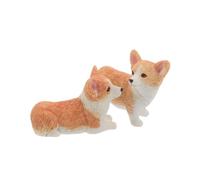 iplusmile 2 pièces Figurines Miniatures Corgi Résine Décorations Petites Chiens pour Tableau de Bord Ornements Animaux Miniatures pour Maison et Voiture
