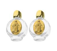 iplusmile 2 Pièces Flacon en Verre Gravé Bouchon Rose, Décoratif | Verre, Motif Délicat, pour Eau Bénite ou Fragrance, Pèlerinage, Voyage, Présent Souvenir