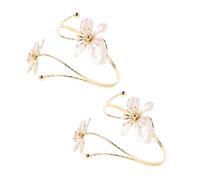 iplusmile 2 Pièces Flower Arm Cuff Bangles Elegant Wide Open Floral Jewelry For Women And Handmade Artistic Design For Weddings Parties And Daily Wear