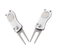 iplusmile 2 Pièces Fourche Kit De Réparation De Divot Marqueur De Balle Pliable Outil Divot Outil De Réparation Pliable Alliage D'aluminium