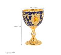 iplusmile 2 Pièces Gobelet à Vin Européen Lot de Coupe Vintage Médiévale avec Décor Relief et Strass Or et Bleu Transparent Verres à Liqueur pour Banquets et Cérémonies