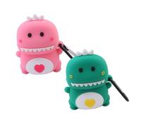 iplusmile 2 pièces Lot de Étuis Silicone Dinosaure pour Écouteurs sans Fil Coque Décorative Souple Protection Antichoc avec Boucle Suspendue Motif Cartoon Mignon