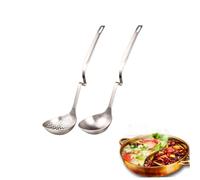 iplusmile 2 pièces Louche et Écumoire Acier Inoxydable Ustensiles de Cuisine Longs pour Service et Cuisson Passoire pour Hotpot Compatible Lave-vaisselle
