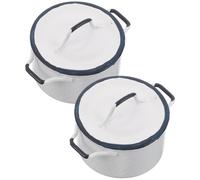 iplusmile 2 pièces Maison de Poupée Ustensile de Cuisine Miniature Blanc Bord Bleu Décoration Réaliste pour Accessoires de Cuisine Poupée Lot