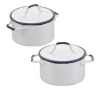 iplusmile 2 pièces Marmite Blanche Bord Bleu Accessoires Réalistes pour Décoration Cuisine