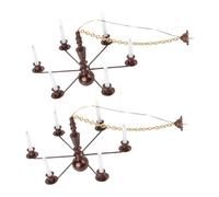 iplusmile 2 pièces Miniature LED Suspension Luminaire pour Maquette Lot de Lampes de Plafond Miniatures Ancien Décoration DIY pour Maison de Poupée et Maquette de Table de Sable