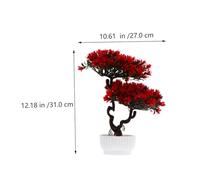 iplusmile 2 pièces Ornement Bonsaï Artificiel Fausse Plante Pot Simulation Pin Accueil Décoration Intérieure Facile à Entretenir pour Salon Bureau et Adoucit avec Fleurs Plastique Rouge