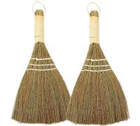 iplusmile 2 Pièces Petit Naturel Balai Balayage Manche À Main Balai Asiatique Thai Duster Balais Paille Balai Doux pour Nettoyer La Pelle À Poussière De Bureau
