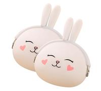 iplusmile 2 pièces Petit Porte-Monnaie Silicone Lapin Couleur Bonbon Sac Compact pour Billets Pochette Femme Facile à Transporter pour Voyage et Shopping Lot