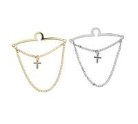 iplusmile 2 pièces Pince à Cravate avec Chaîne Croisée Élégante Clip Solide Antidérapant pour Hommes Accessoires pour Mariage Bureau et Style Quotidien