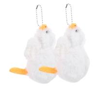 iplusmile 2 pièces Porte-clés Peluche Grand Oiseau Blanc Pendentif Décoratif Mignon pour Sac à Dos de Charms Doux et Charmants Cadeau Original pour Noël Maman