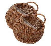 iplusmile 2 pièces Rotin Naturel Tissé Lot de Paniers Muraux Décoratifs pour Fleurs et Plantes Intérieur pour Balcon Salon et Chambre Style et Campagne Gain de Place et Cadeau Original
