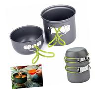 iplusmile 2 pièces Set de Popotes Camping Léger et Pliable avec Manche Silicone Antibrûlure Casseroles Portables pour Randonnée Pique- et Activités Extérieures