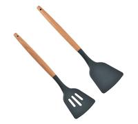 iplusmile 2 pièces Set de Spatules Silicone Antiadhésives avec Manche Ustensiles de Cuisine Résistants Chaleur Gris Foncé
