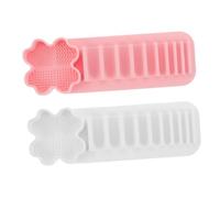 iplusmile 2 Pièces Silicone Brush Holder With Strong Suction Cup Wall Mounted Makeup Brush Drying Rack Organizer For Easy Storage And Protection