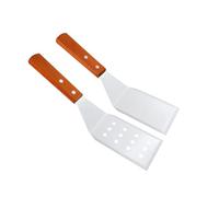 iplusmile 2 pièces Spatules Acier Inoxydable avec Manche Bois Set Multifonctions pour Steak Pizza et Cuisson Résistantes à Usure Faciles à Nettoyer Accessoires de Cuisine Essentiels