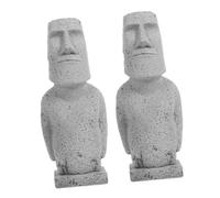 iplusmile 2 Pièces Statue Moaï Statue de l'île de Pâques Île de Pâques Moai Figurine Moai Statue Moai de l'île de pâques Pierre Moai décor de tête de Pâques Statues Moai tête Moai grès Gris