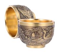 iplusmile 2 pièces Tasse à Thé Cuivre Vintage Dragon et Phénix Tasse Rétro Stable Artisanat Fin pour Dégustation et Décoration