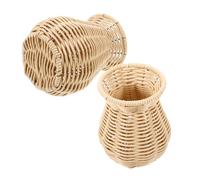 iplusmile 2 Pièces Vase Décoratif Tissé Main Rotin Plastique Style Campagne Américaine Vase pour Fleurs Séchées Décoration Intérieure de Table et Étagère Lot