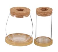 iplusmile 2 pièces Vases de Propagation Verre avec Plateau et Bouchon Liège Pots Transparants pour Plantes Hydroponiques Station de Culture sans Terre pour Décoration Salon et Bureau Lot