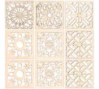 iplusmile 20 Pièces en Bois Carré Creux 40 Mm Naturel pour Bricolage Diy, Décorations Bohèmes, Ornements en Bois pour Loisirs Créatifs et Projets Artisanaux