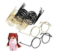 iplusmile 20 pièces Mini Lunettes Métalliques pour Poupées Accessoires de Costumes avec Montures Rétro Noires et Dorées pour Décoration et Habillage
